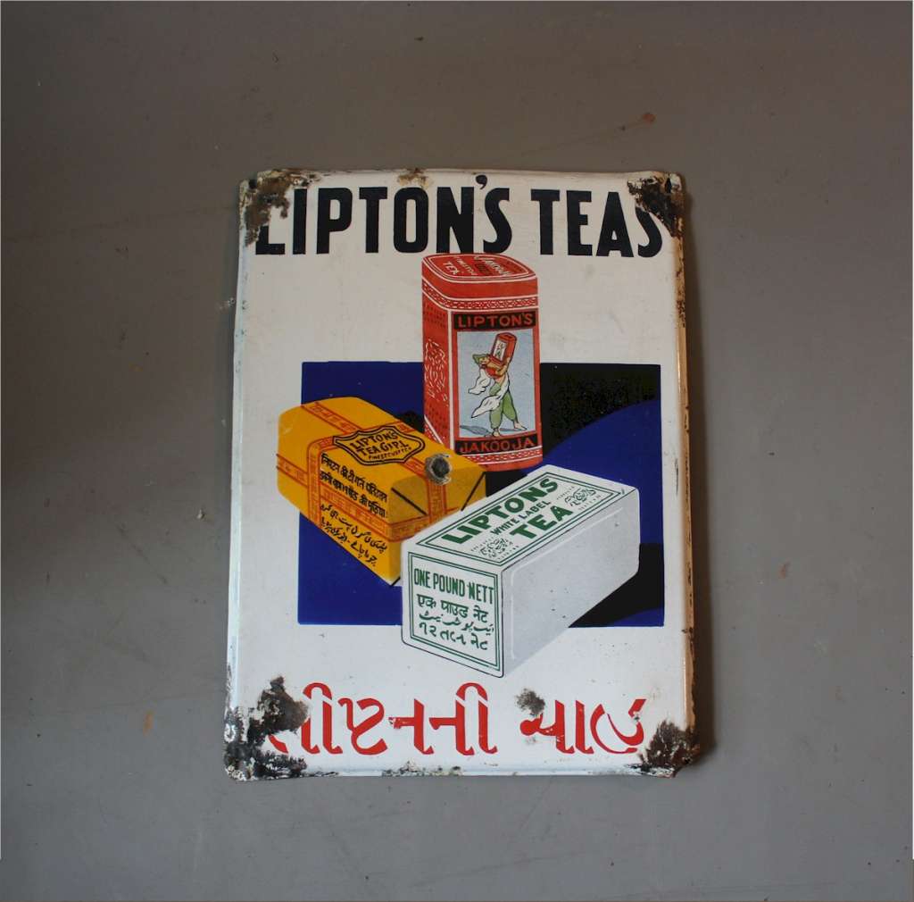Lipton's Tea enamel advertising sign measures