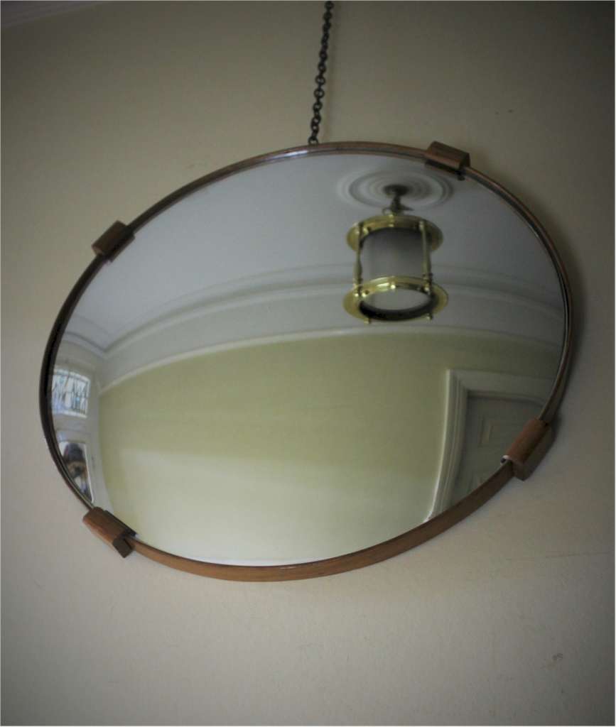 Mid Century teak framed convex mirror