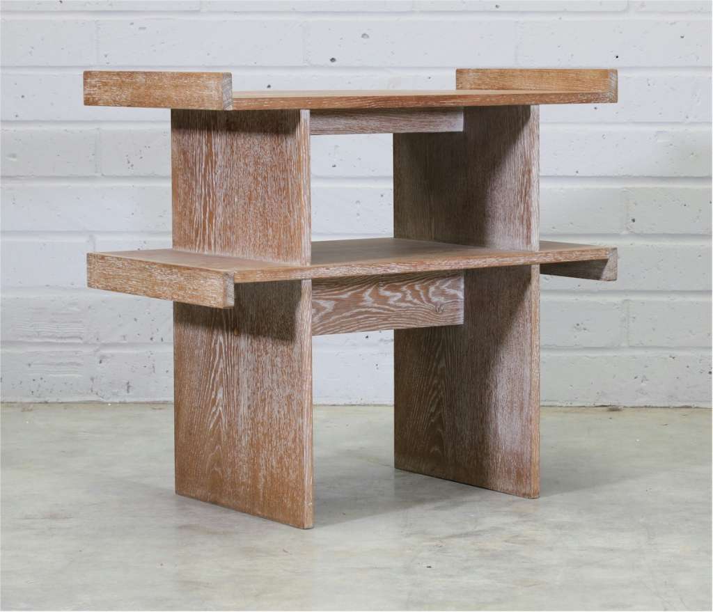 Modernist Art Deco limed oak console table