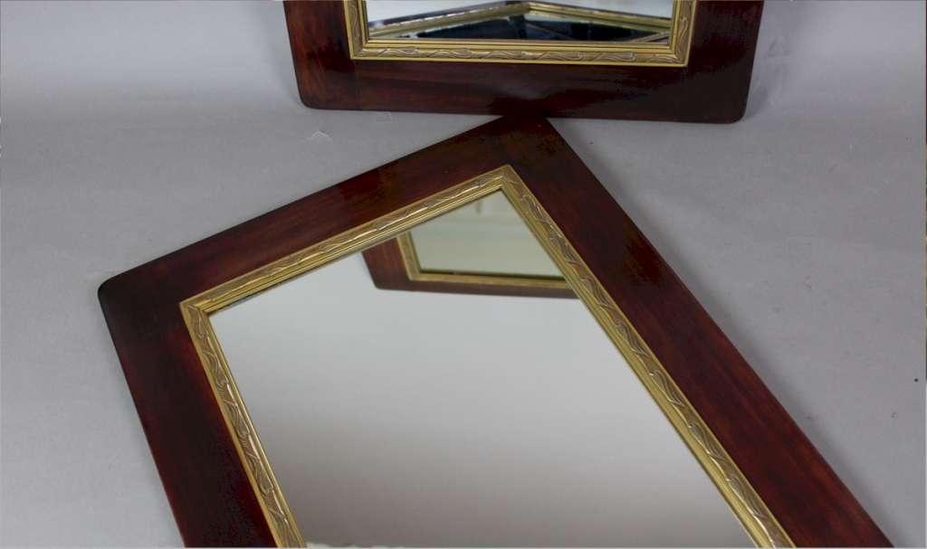 Pair of mahogany art nouveau mirrors c1900