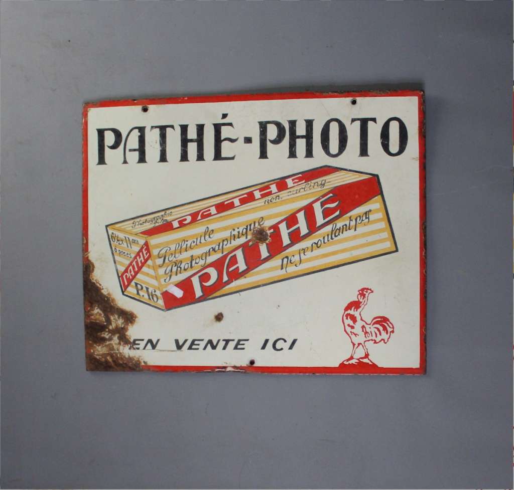 Enamel advertising sign for Pathe film