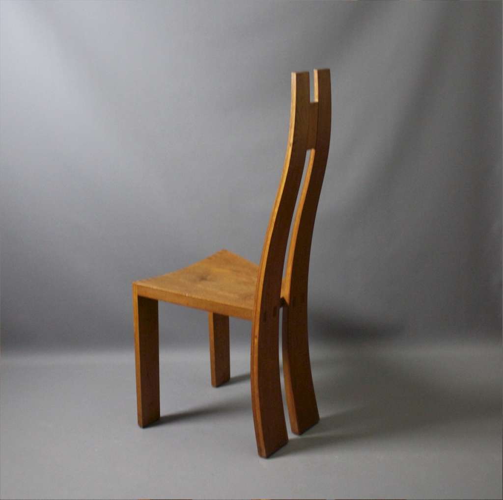 Pearl Dot set of 8 oak chairs designed by Robert Williams