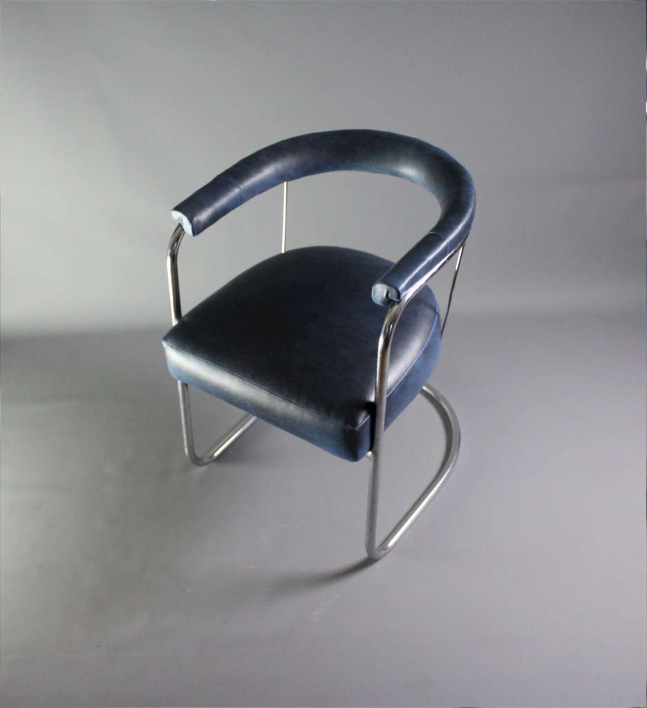 1930's Modernist chromed tubular steel chair by PEL