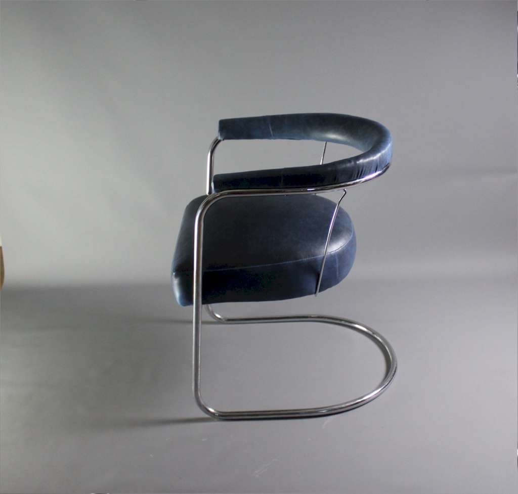 1930's Modernist chromed tubular steel chair by PEL