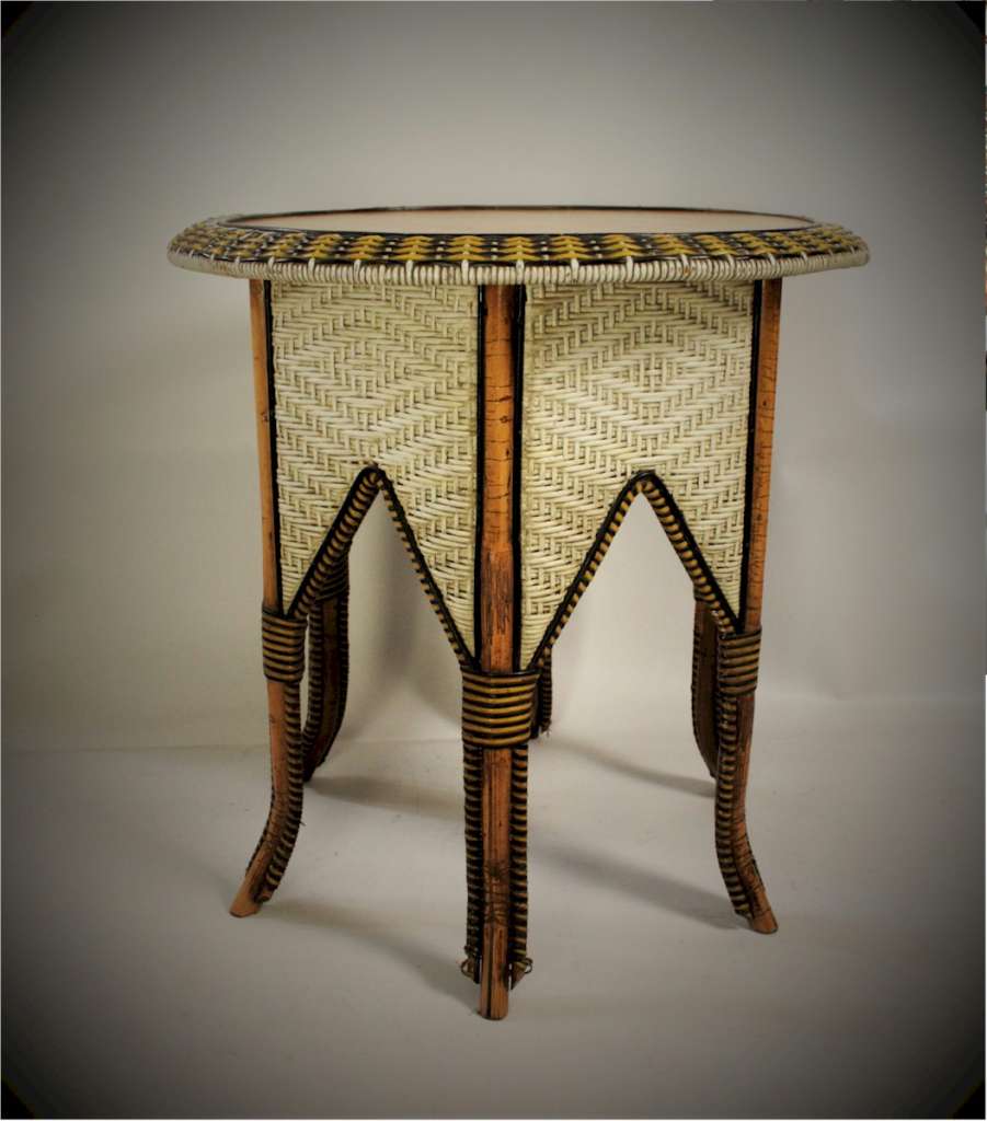 French Rattan conservatory table with Moorish influence
