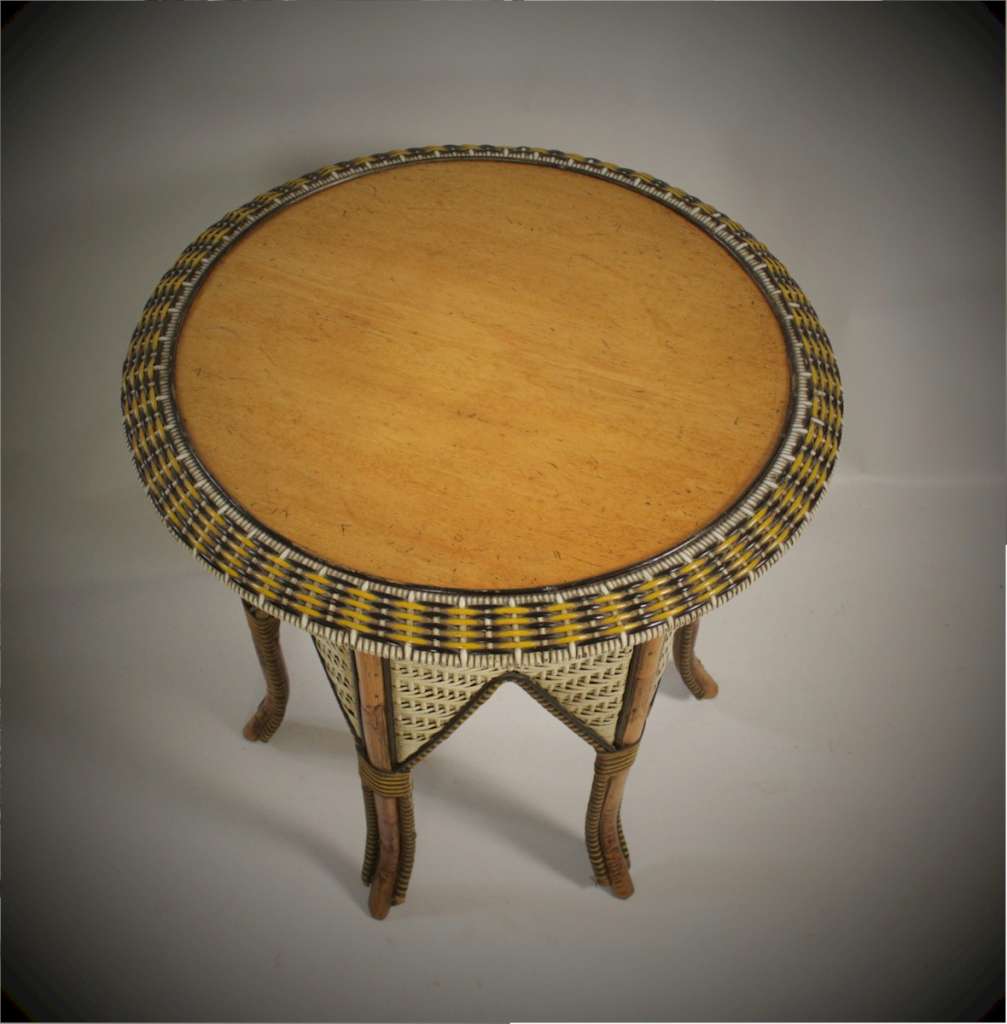 French Rattan conservatory table with Moorish influence