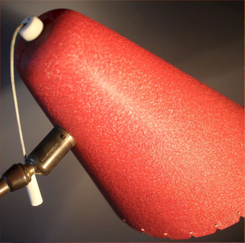 1950's Floor lamp with perforated red shade