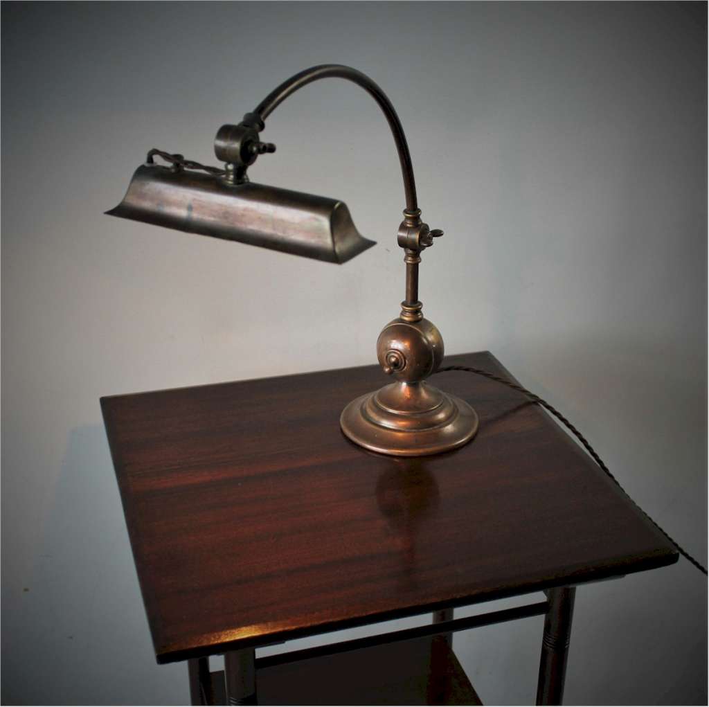 Arts and crafts brass Bankers Lamp