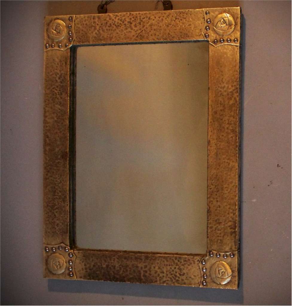 Arts and Crafts mirror with Scottish Rose
