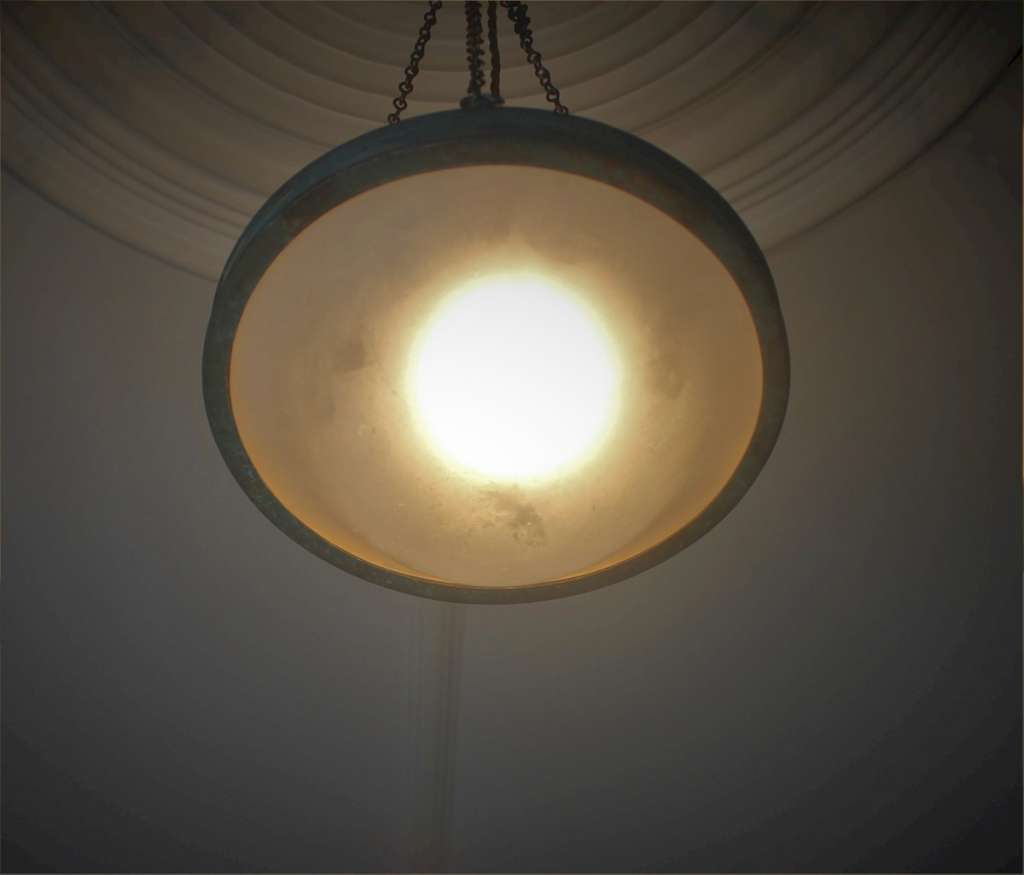 Edwardian brass hanging lamp shade
