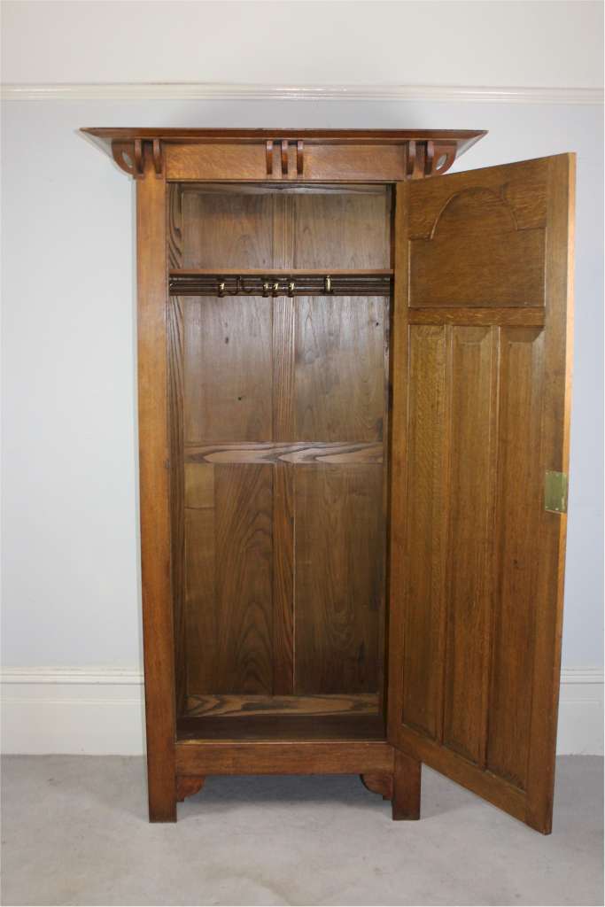 Arts and Crafts oak wardrobe by Shapland and Petter