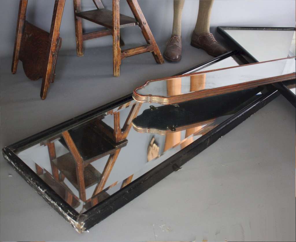 Victorian black framed shop mirror