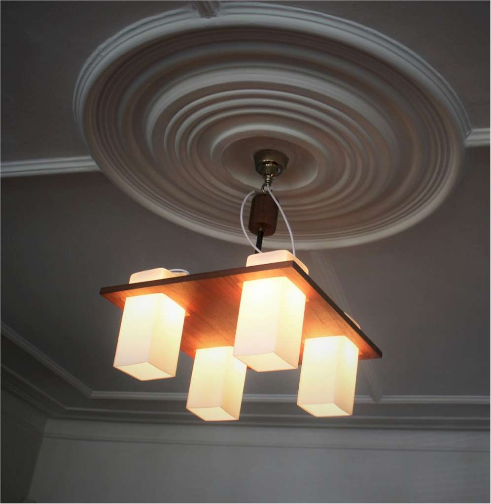 Mid Century Teak ceiling light