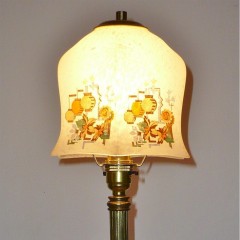 1920s brass table light with chinese lantern shade