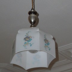 Silver plated light pendant , painted shade