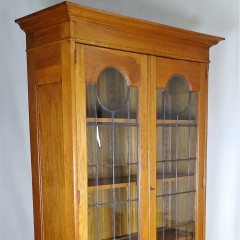 Arts and crafts bookcase pewter ebony and boxwood inlay