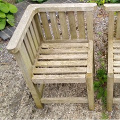 Pr Heals garden chairs / bench in teak