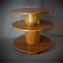 Art Deco three tier Drum table in oak