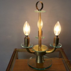 Italian 1950's glass and brass table lamp