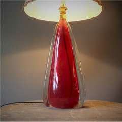1950's red glass table lamp