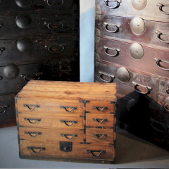 Japanese Tansu small three drawer chest