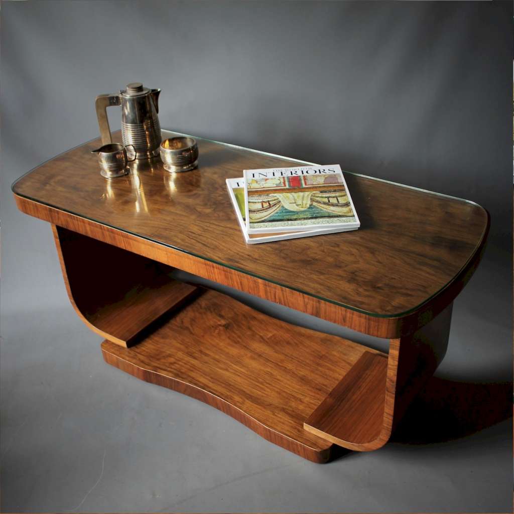 Art Deco Walnut U Based coffee table
