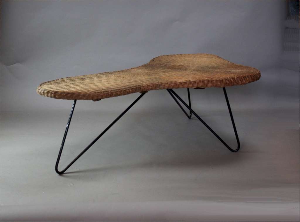 1950's wicker boomerang table