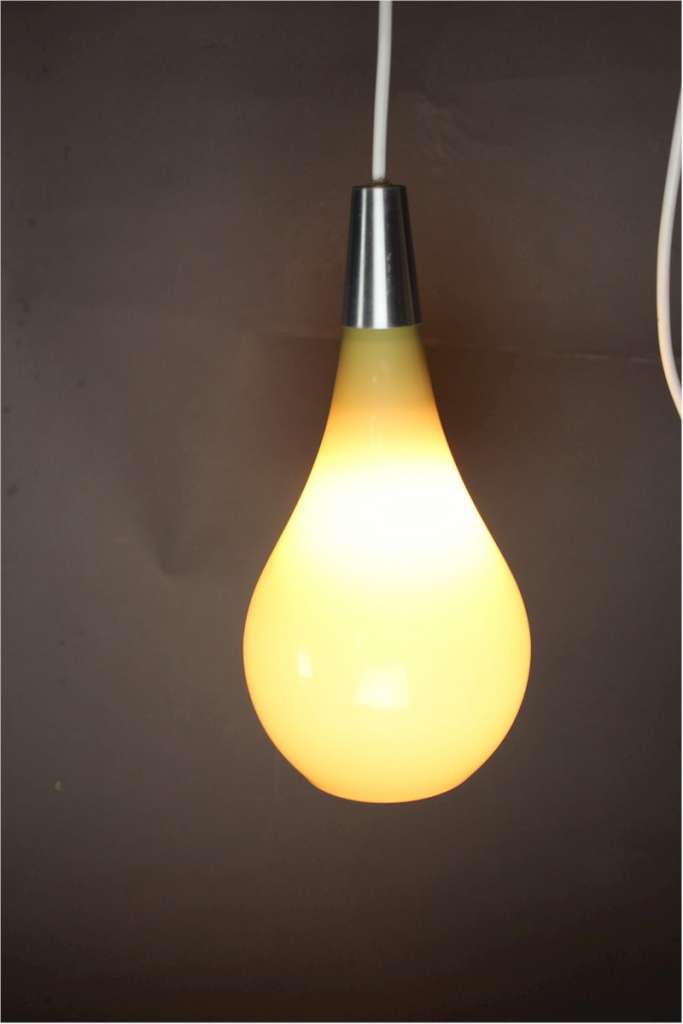 1950's yellow conical glass pendant lamp