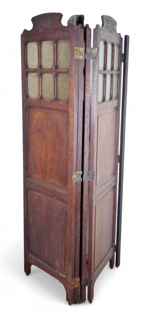 Arts and crafts 4 fold screen in oak