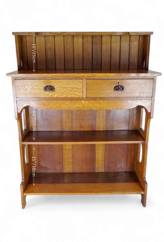 Arts and crafts server / bookcase in golden oak
