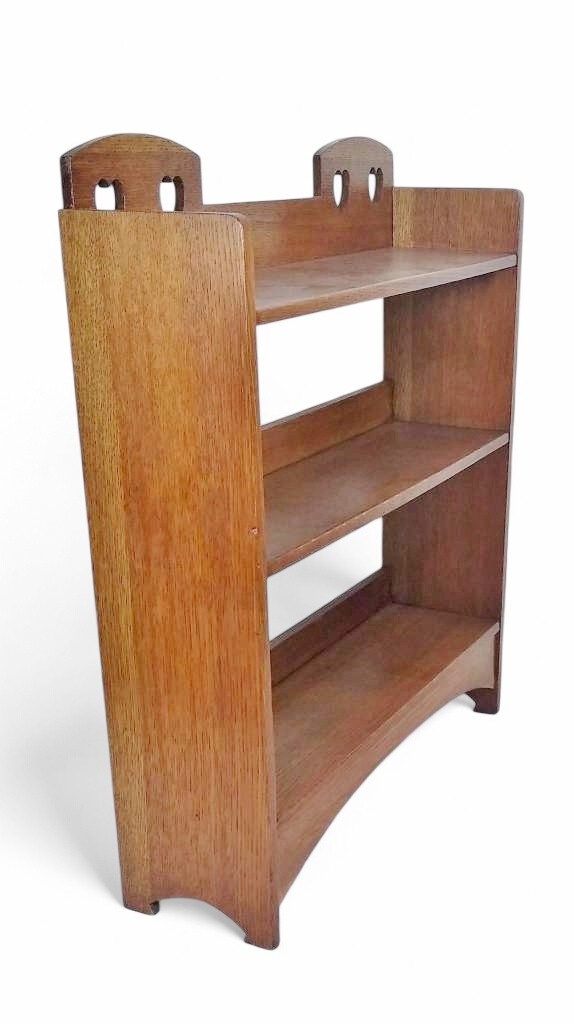 Double heart arts and crafts bookcase in oak