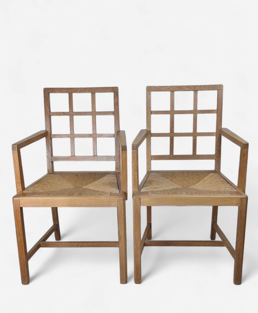  Set of 6 ( 4+2 ) Heals lattice back chairs pale oak