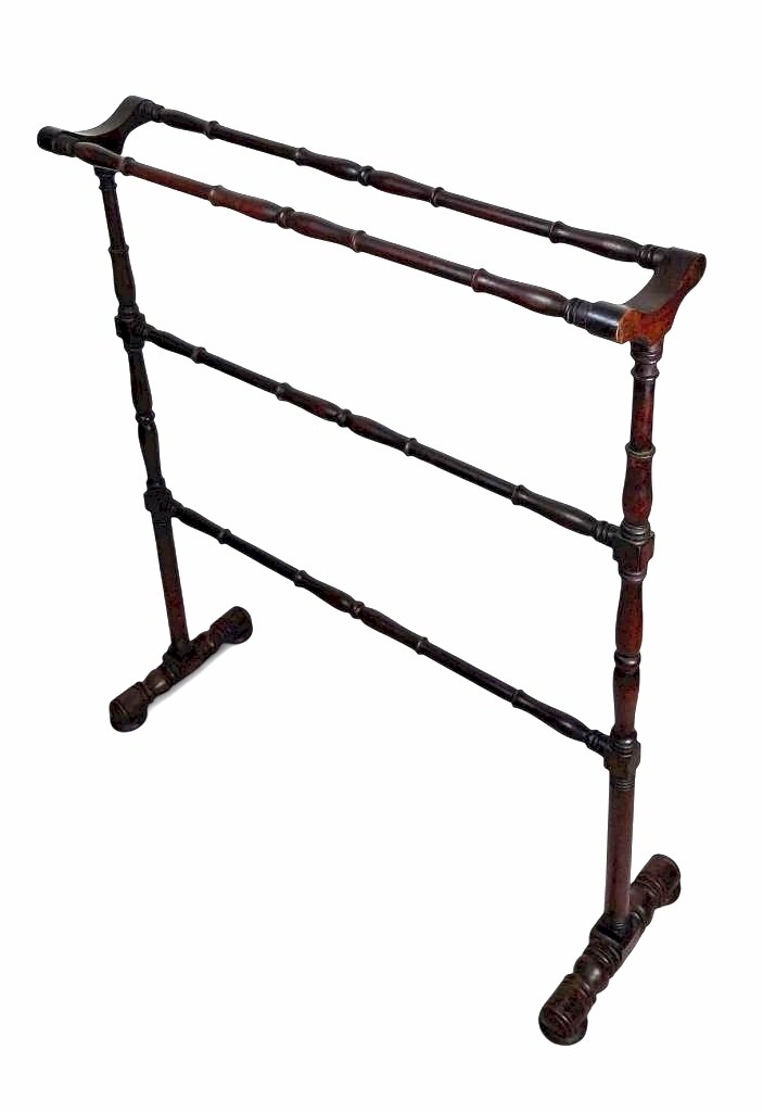 Late Victorian 19th Century towel rail in mahogany