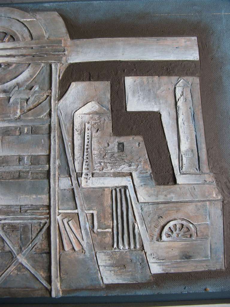 1970's abstract plaster relief picture . Relief No 17 by Betty D Shadwell 1977