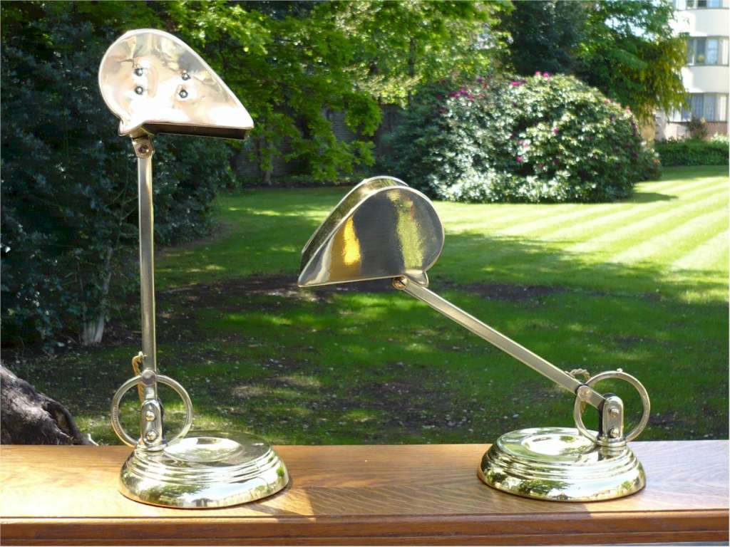 Pair of bankers lamps in brass