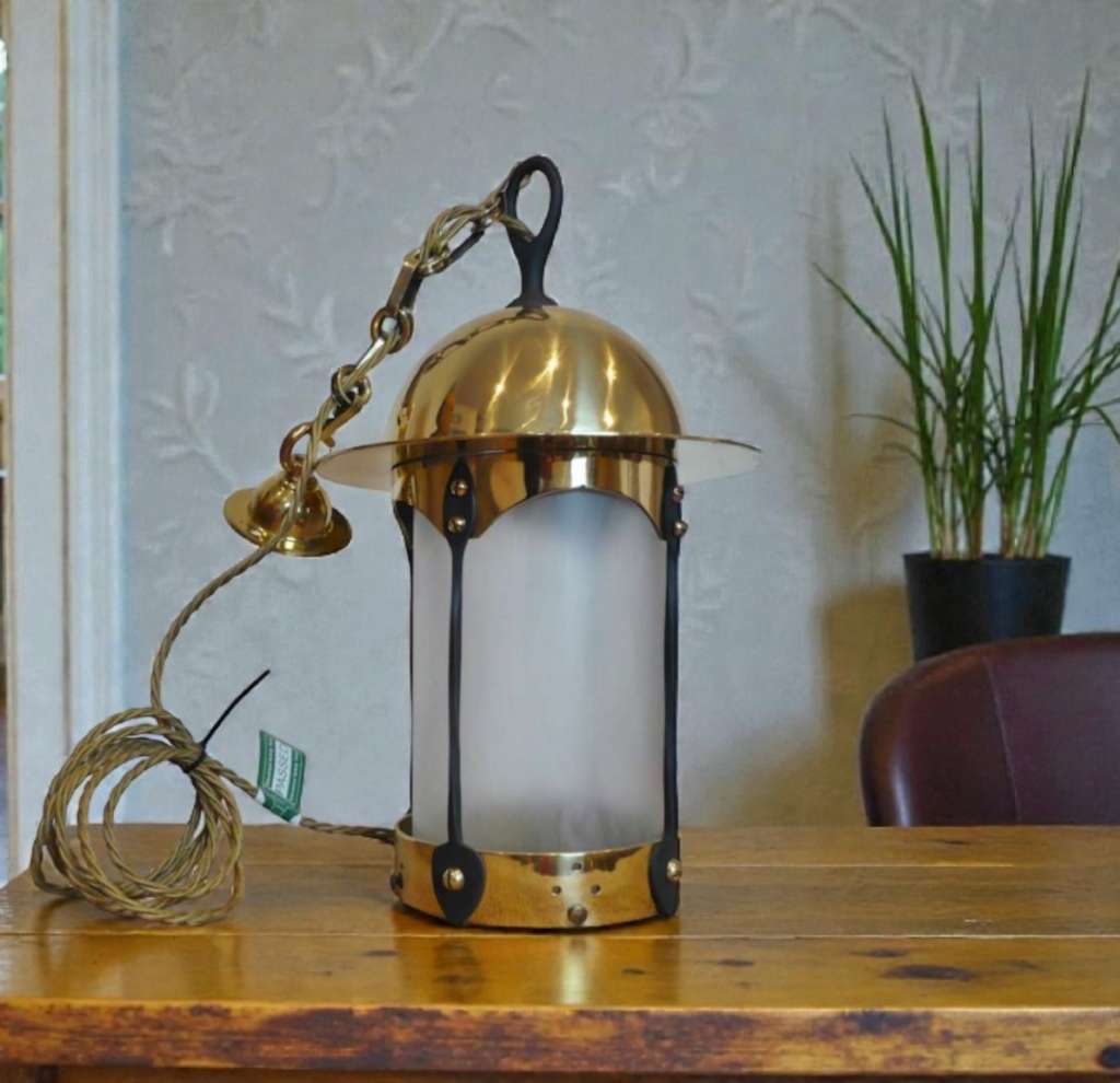 Classic arts and crafts dome top lantern in brass