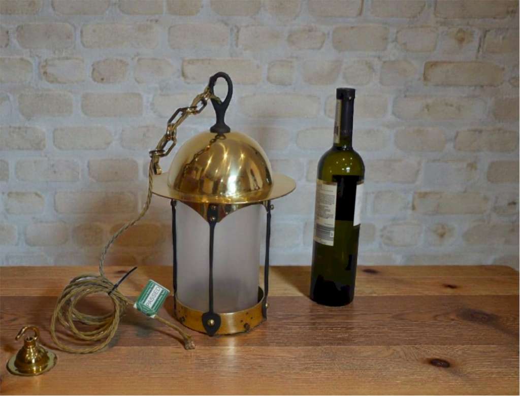 Classic arts and crafts dome top lantern in brass