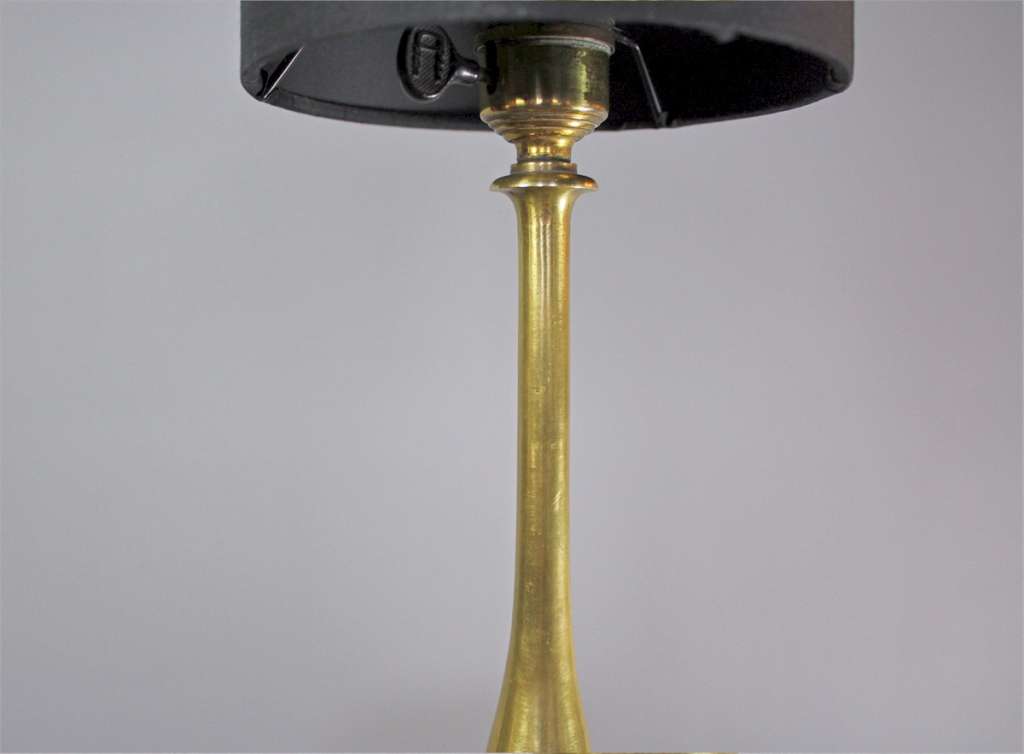 Edwardian brass table lamp in the arts and crafts taste
