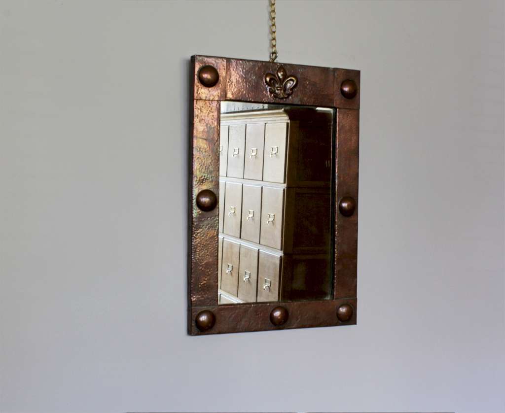 Arts and Crafts copper framed mirror