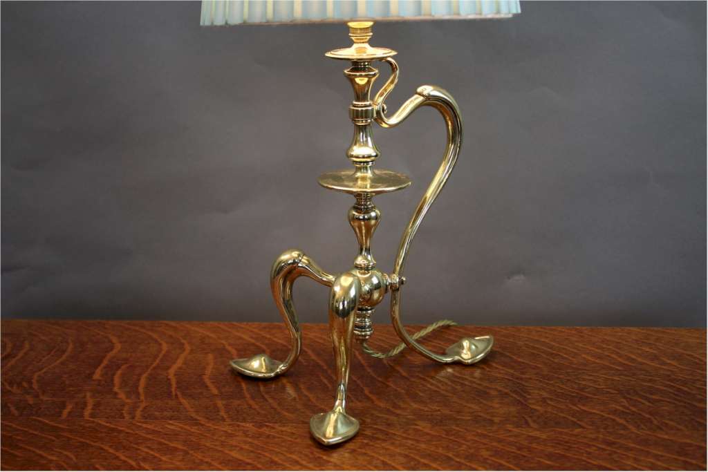 Arts and Crafts brass table lamp c1900