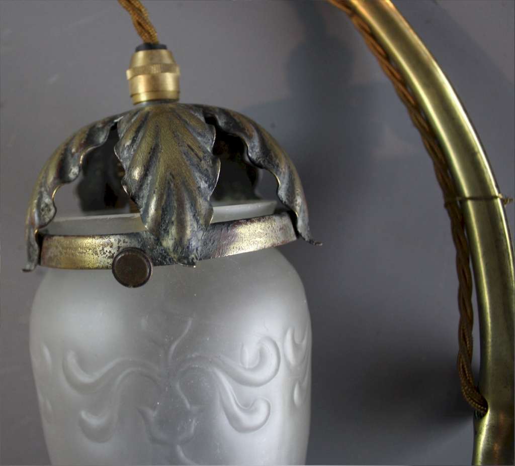 Arts and crafts brass heart back wall light.