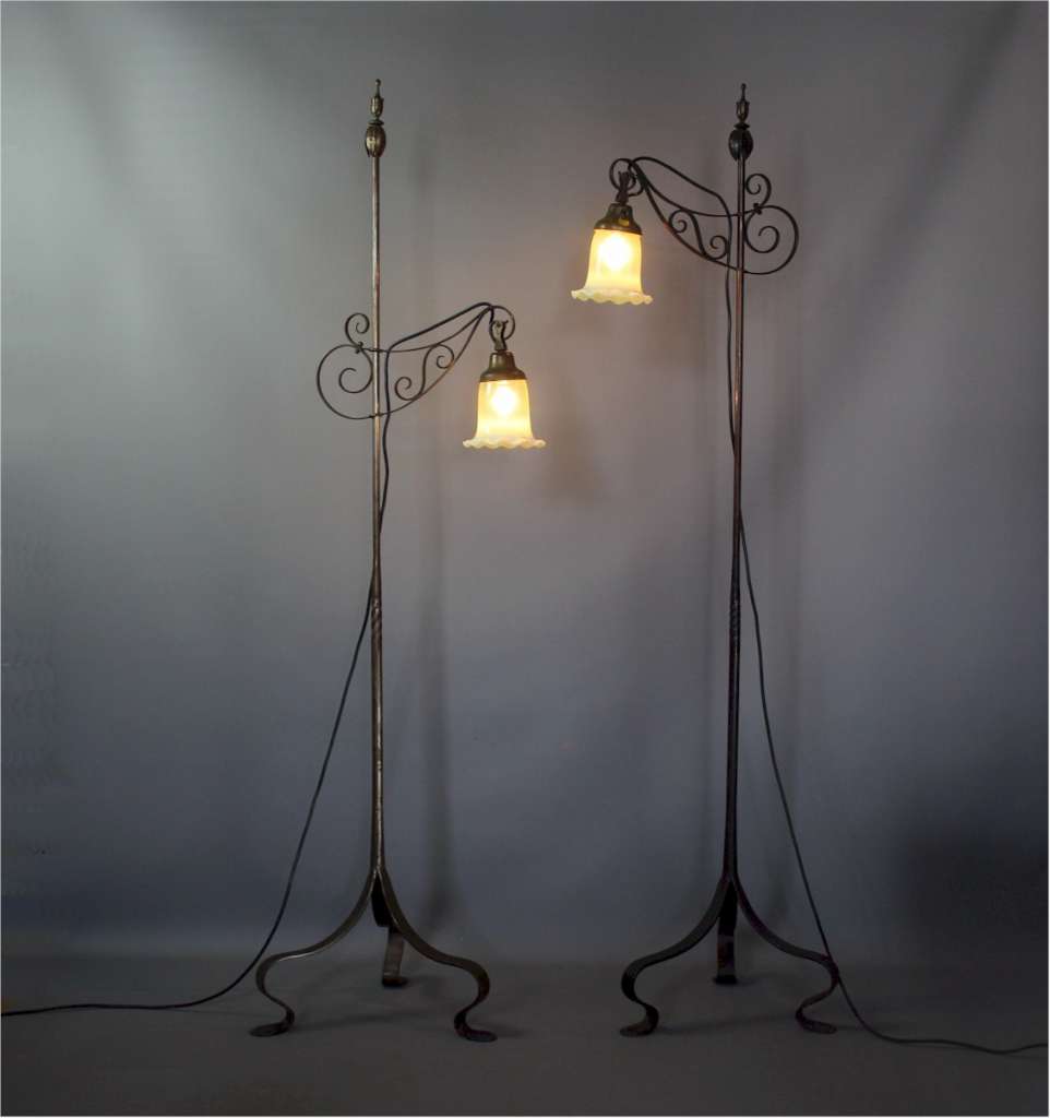 Pair of Newling arts and crafts floor lamps