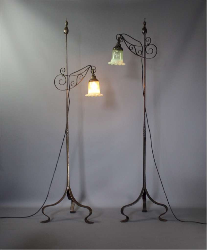 Pair of Newling arts and crafts floor lamps