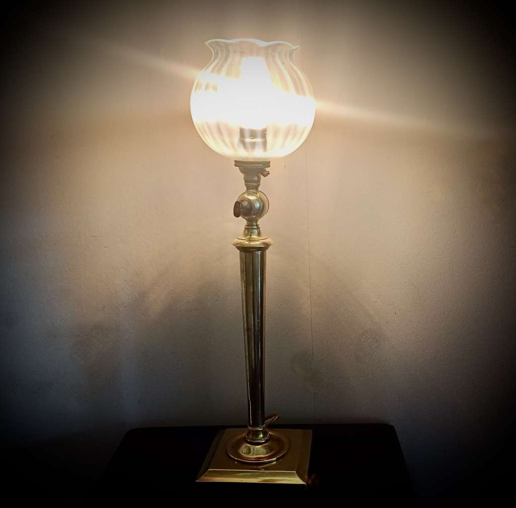 Arts and Crafts brass table lamp by Faraday