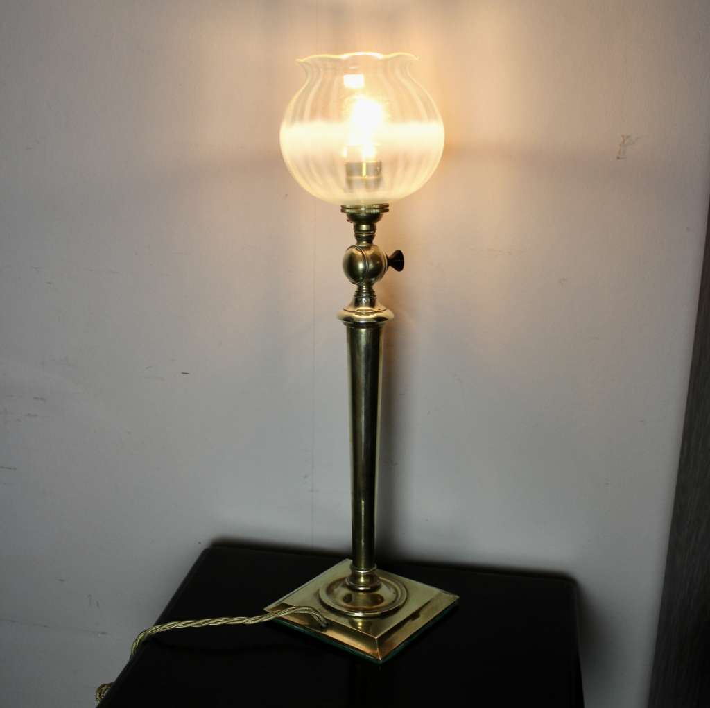 Arts and Crafts brass table lamp by Faraday
