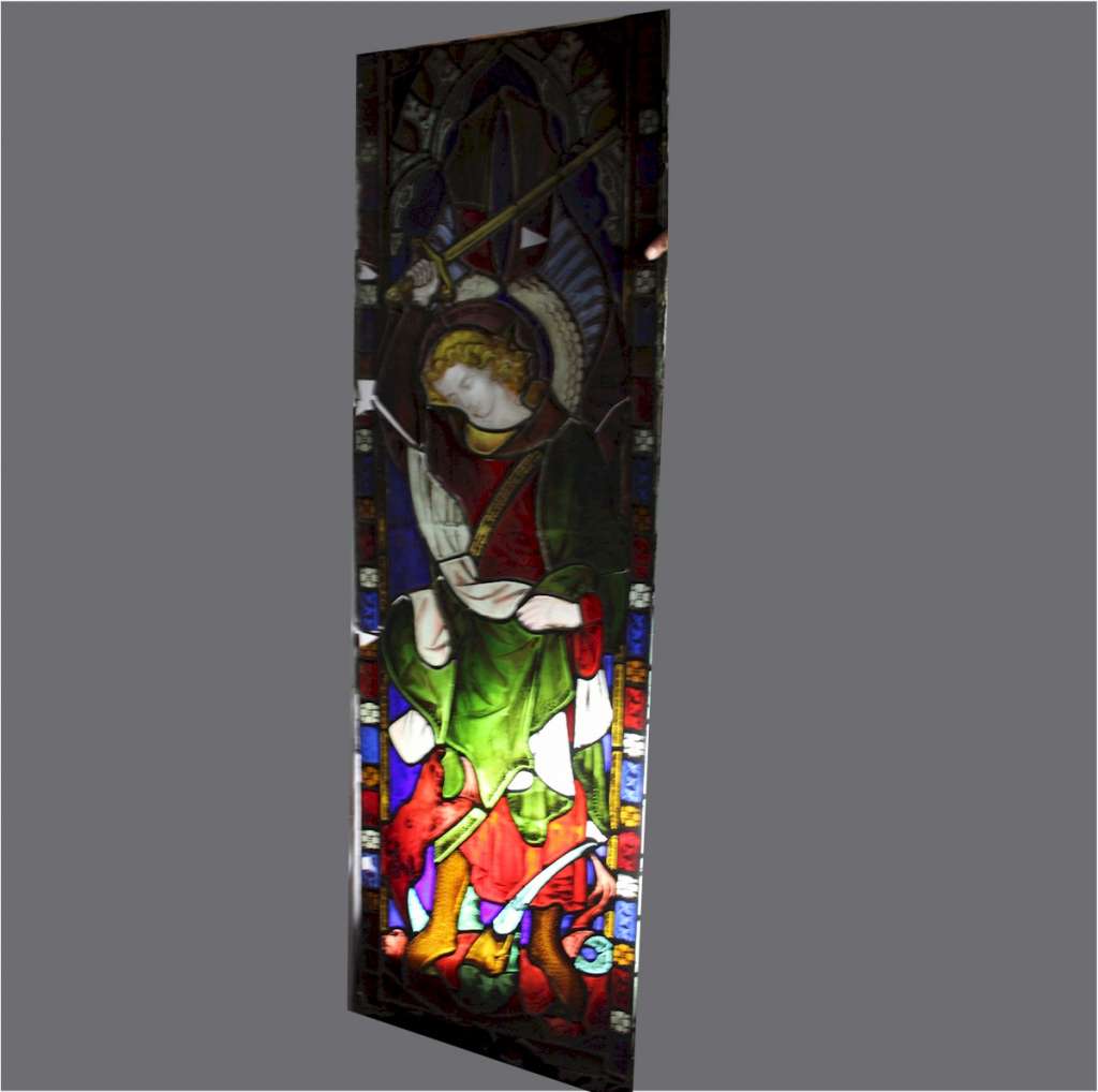 Large St George and the dragon stained glass panel 19th century