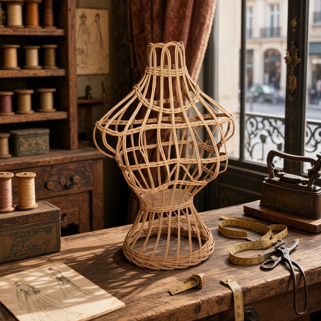 Wicker female torso shop fitting