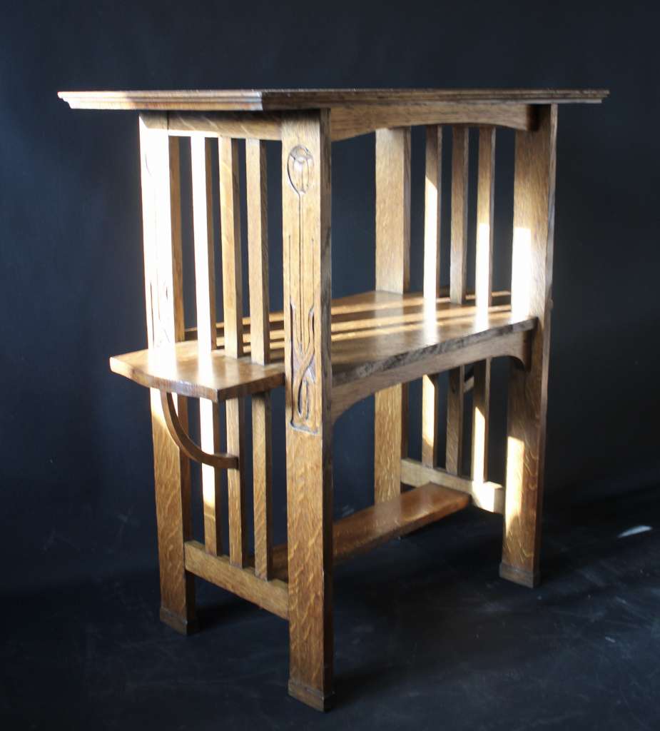 Arts and Crafts oak tea table by Leonard Wyburd