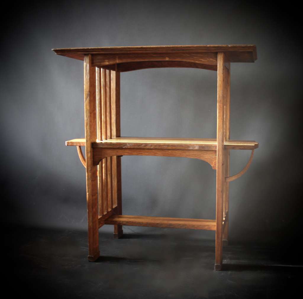 Arts and Crafts oak tea table by Leonard Wyburd