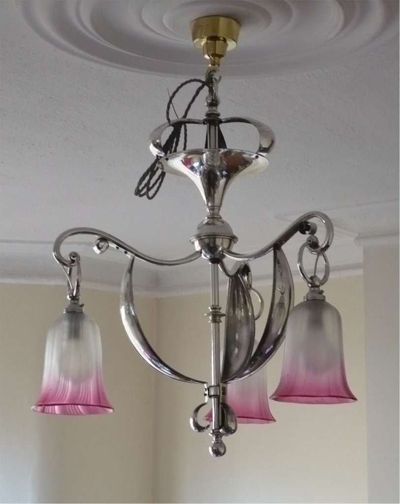 Arts and crafts silver plated ceiling light
